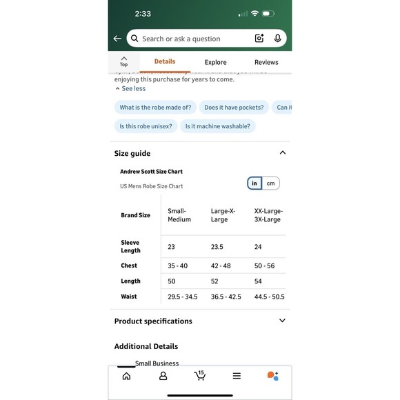 Andrew Scott Mens Blue Long Sleep Robe Premium Cotton Blend Woven Size S/M - Picture 12 of 16